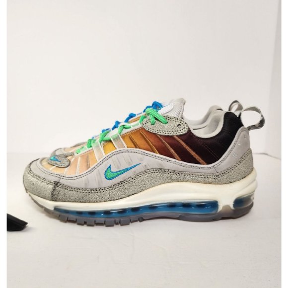 Nike Air Max 98 On Air NYC LA Mezcla Vast Grey Electro Green Mens 6.5 Pre-owned - Picture 2 of 7